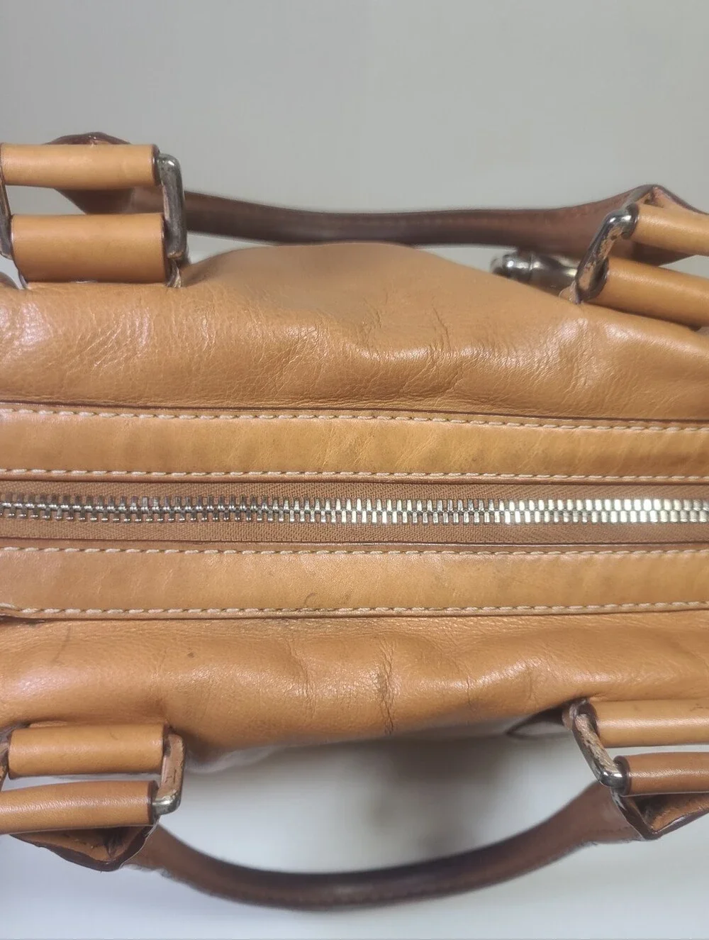 Michael Kors Vintage Brown Leather Bowler Bag Satchel Handbag Purse